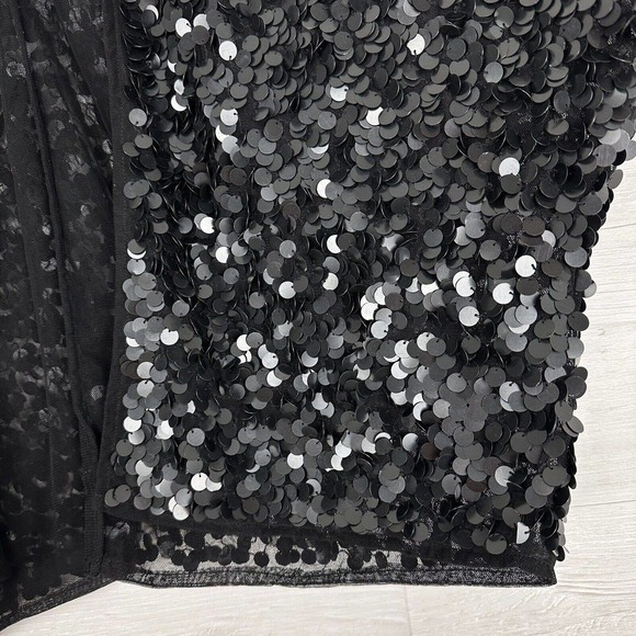 ASOS Sequin Top Jacket Women Size 2 Disc Embellished Black Short Sleeve Party - Picture 7 of 16